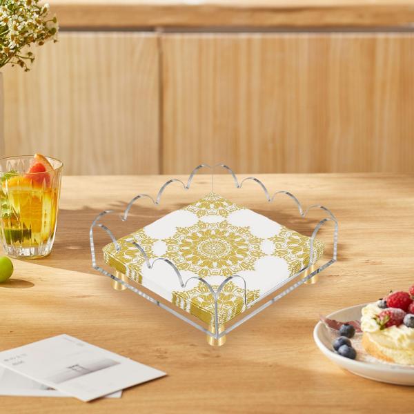 バスルームペーパータオルホルダー アクリルナプキンホルダー ダイニングルームカウンタートップ用 18.5cmx18.5cmx8.3cm