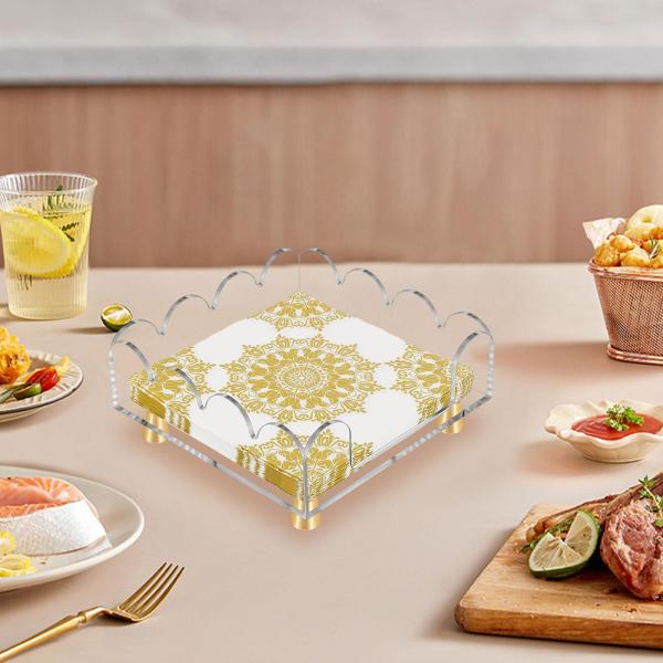 バスルームペーパータオルホルダー アクリルナプキンホルダー ダイニングルームカウンタートップ用 18.5cmx18.5cmx8.3cm