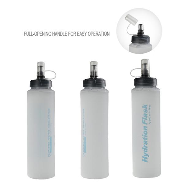 TPUソフトフラスク ハイドレーションフラスク 折りたたみ式 マウスピースカバー付き 500ml ウォーターボトル ハイキング アウトドアスポーツ 旅