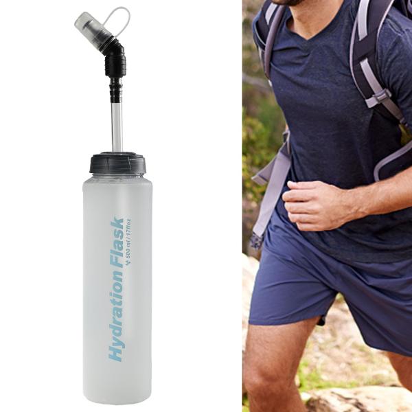 TPUソフトフラスク ハイドレーションフラスク 折りたたみ式 マウスピースカバー付き 500ml ウォーターボトル ハイキング アウトドアスポーツ 旅