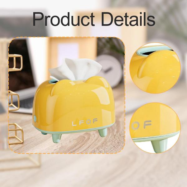 ティッシュボックスオーガナイザー 多目的ティッシュホルダー カウンタートップ オフィス バスルーム イエロー