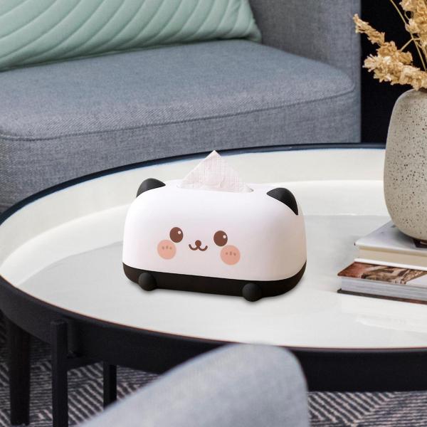 かわいい漫画ティッシュボックスデスクナプキンケースリビングルームバスルームレストラン用ブラック