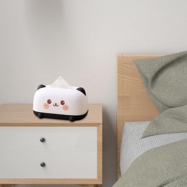 かわいい漫画ティッシュボックスデスクナプキンケースリビングルームバスルームレストラン用ブラック