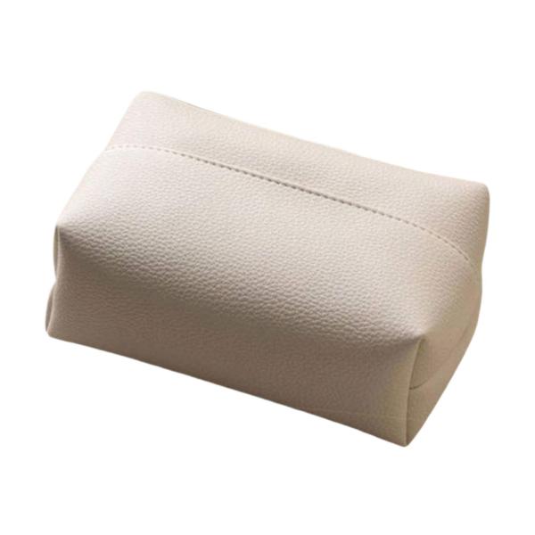 ティッシュボックスカバー スタイリッシュなPUレザー製 ティッシュホルダー 車 寝室 レストラン用 ホワイト