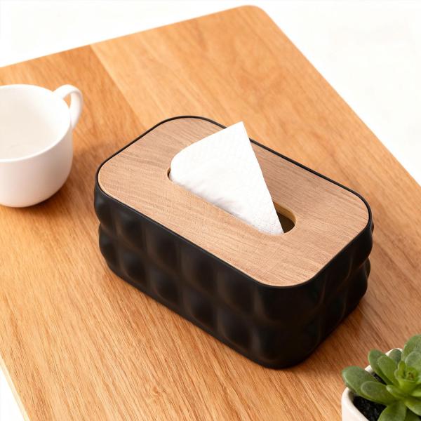 ナプキン ペーパーホルダー ケース 装飾 ティッシュボックス オフィス 化粧台 バスルーム用 ブラック