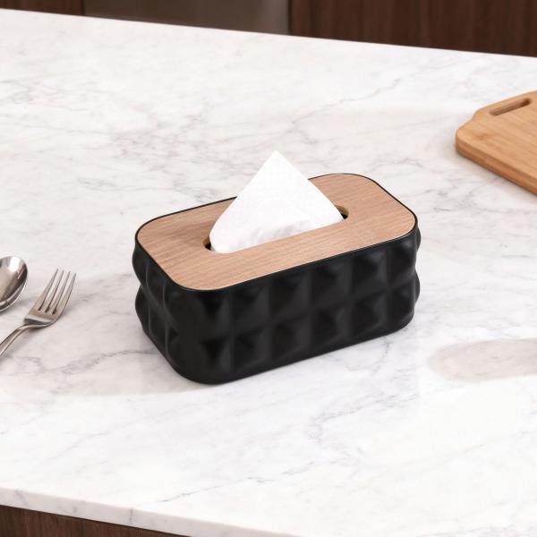 ナプキン ペーパーホルダー ケース 装飾 ティッシュボックス オフィス 化粧台 バスルーム用 ブラック