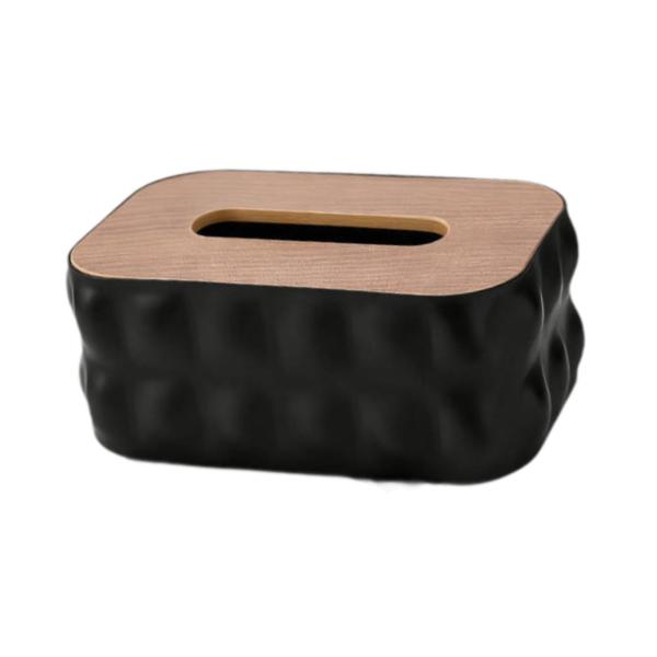 ナプキン ペーパーホルダー ケース 装飾 ティッシュボックス オフィス 化粧台 バスルーム用 ブラック