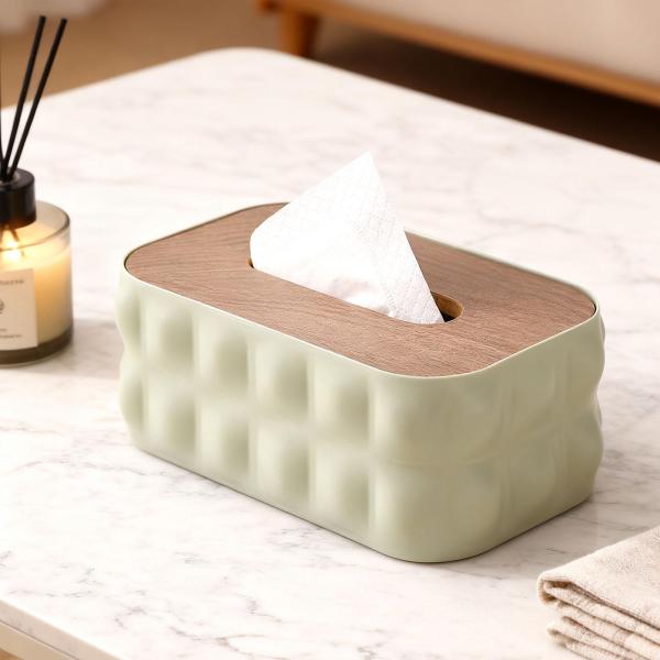 ナプキンペーパーホルダーケース装飾ティッシュボックスオフィスドレッシングテーブルバスルームグリーン