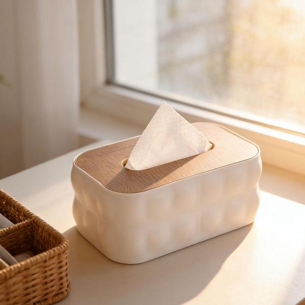 ティッシュボックスカバー エレガントなティッシュペーパーホルダー 寝室 ドレッサー リビングルーム用 ホワイト