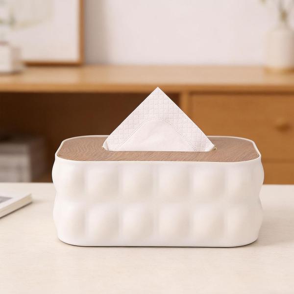 ティッシュボックスカバー エレガントなティッシュペーパーホルダー 寝室 ドレッサー リビングルーム用 ホワイト