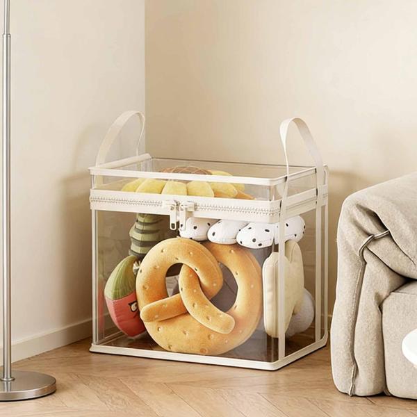 ぬいぐるみ収納バッグ 人形用ビン 誕生日 保育園 ぬいぐるみ おもちゃ オーガナイザーボックス クリーム ホワイト