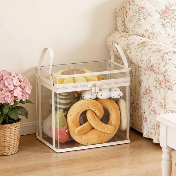 ぬいぐるみ収納バッグ 人形用ビン 誕生日 保育園 ぬいぐるみ おもちゃ オーガナイザーボックス クリーム ホワイト