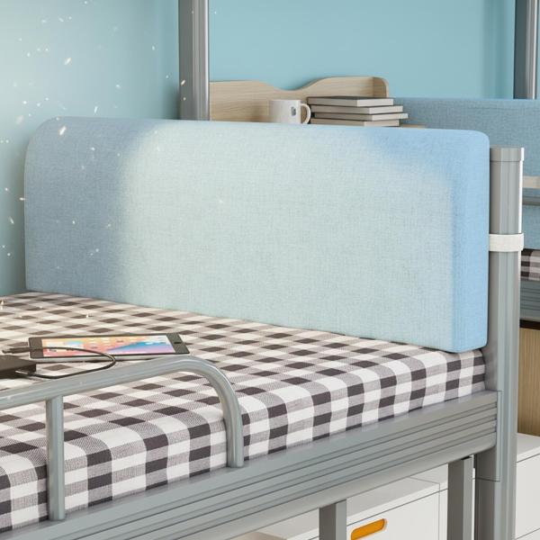 ベッド用吊り下げヘッドボード枕 洗える 人間工学に基づいた腰保護枕 ブルー