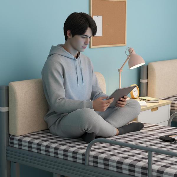 ベッド用吊り下げヘッドボード枕 洗える 人間工学に基づいた腰保護枕 カーキ