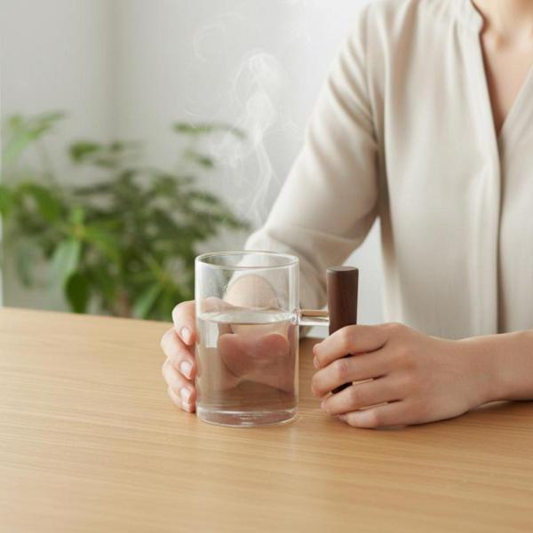 耐熱容器 ティーマグ 透明グラス ガラスマグ コーヒーマグ カップ 木製取っ手 断熱持ち手 熱湯淹れ可 アイス対応 上品佇まい 手入れ容易 自宅カウンターに適用