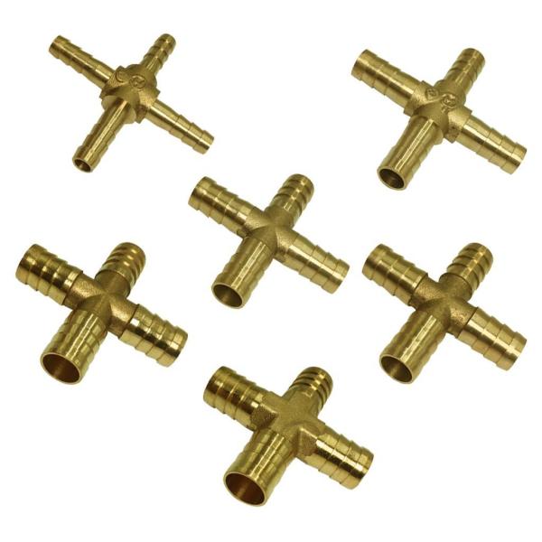 黄銅製金属パイプ六角ニップルアダプターおねじクロスコネクター6mm