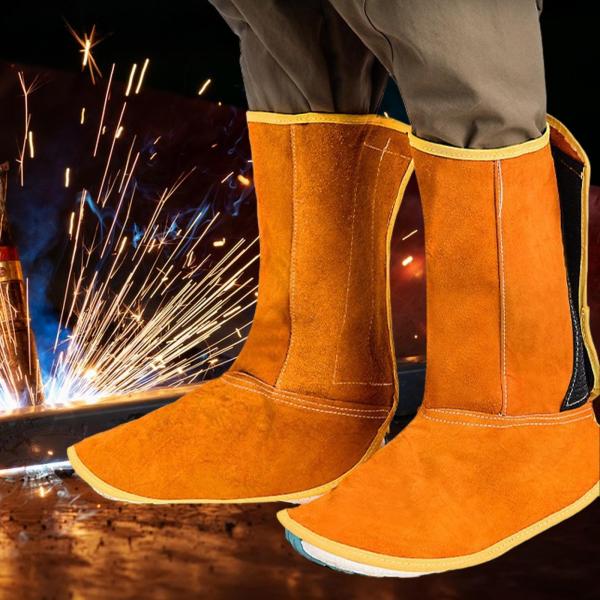 溶接安全ブーツカバー 実用的、1ペア、多用途、プロフェッショナル、溶接ゲートル PUレザー溶接スパッツ 溶接作業用