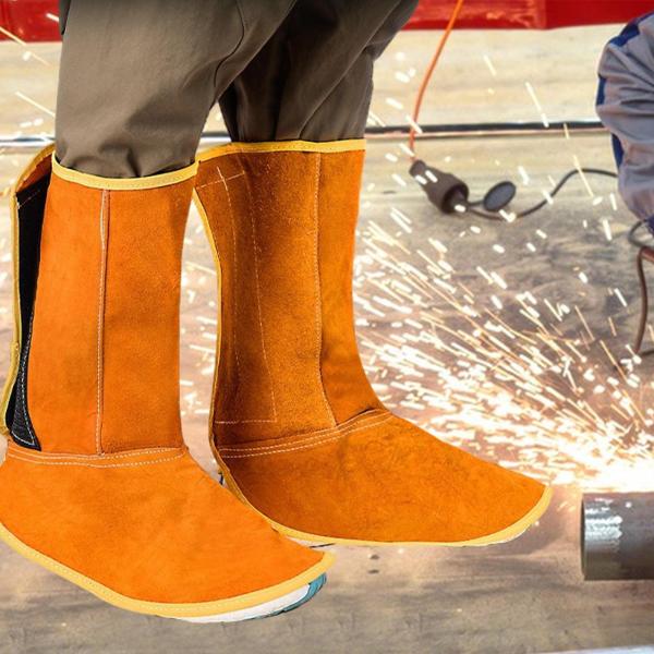 溶接安全ブーツカバー 実用的、1ペア、多用途、プロフェッショナル、溶接ゲートル PUレザー溶接スパッツ 溶接作業用