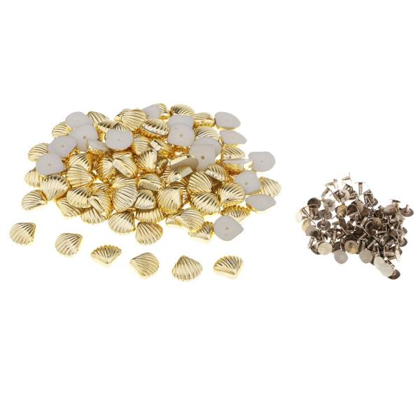 約100個 シェル形 プラスチック製 リベット ラピッド スタッド レザー工芸 装飾 プレスピン