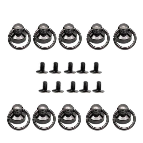 ウォリングチェーンコネクタ用Oリングヘッドボタンスタッドスクリューバック10個セットブラック
