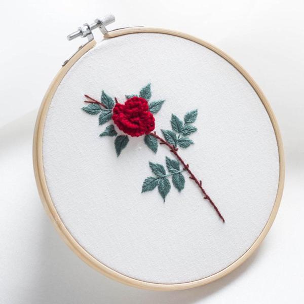 初心者のための美しい3D花切り株刺繍キットローズ