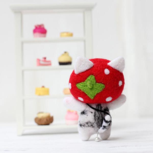 基本的なツールを備えた初心者向けのDIY手作り猫フェルトキット , 赤