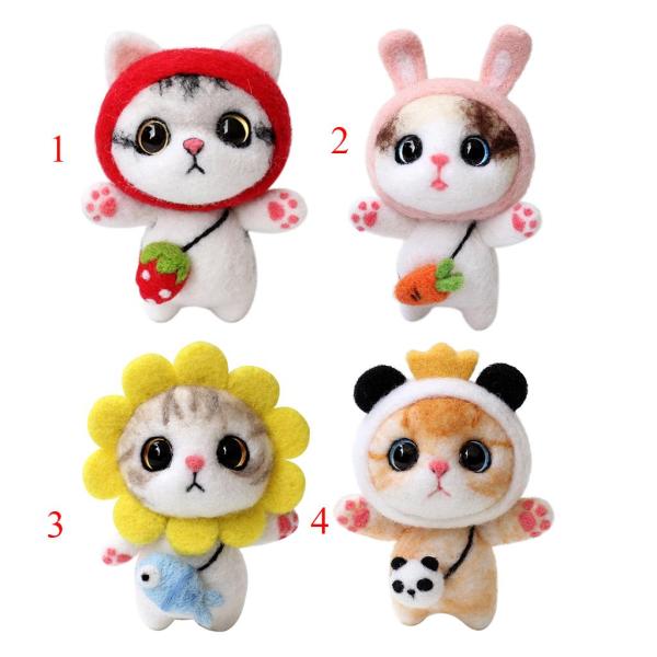 基本的なツールを備えた初心者向けのDIY手作り猫フェルトキット , 赤