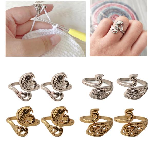 8個編みループリングかぎ針編み調節可能な手作りの縫製アクセサリー母のおばあちゃんのプレゼントのためのより速いかぎ針編みの高度な指ぬき