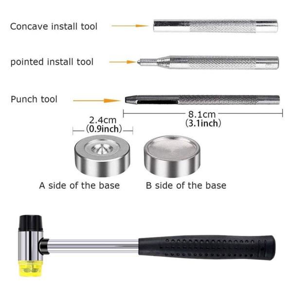 ハンマー固定ツール付き120セットレザースナップファスナーキットツールボックス耐久性