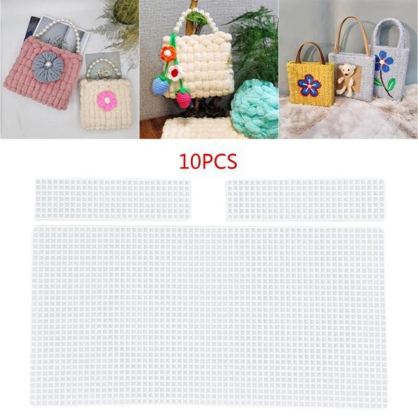 10個のプラスチックメッシュキャンバスバッグシートDIYバッグ作り 