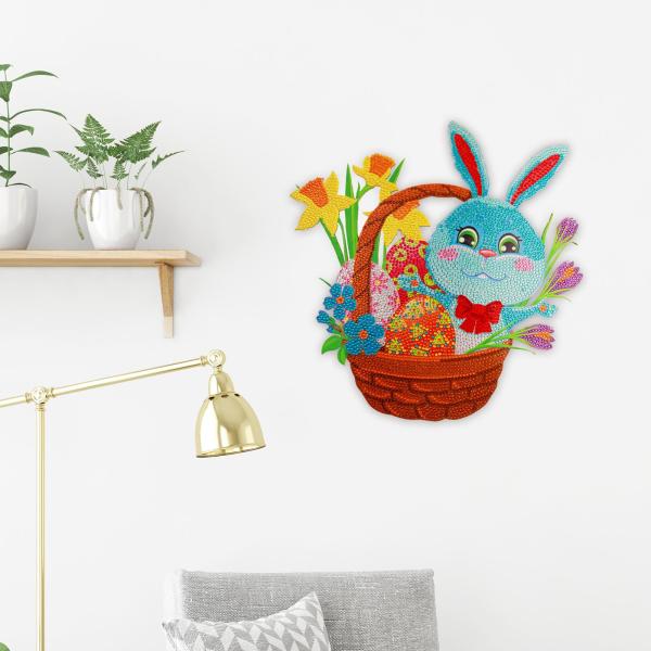 イースターバニーダイヤモンド絵画飾りフルドリルクリスタル壁の装飾31x31cm