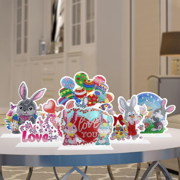 子供のためのDIY5Dダイヤモンド絵画イースターバニー飾り大人のホリデーギフトA