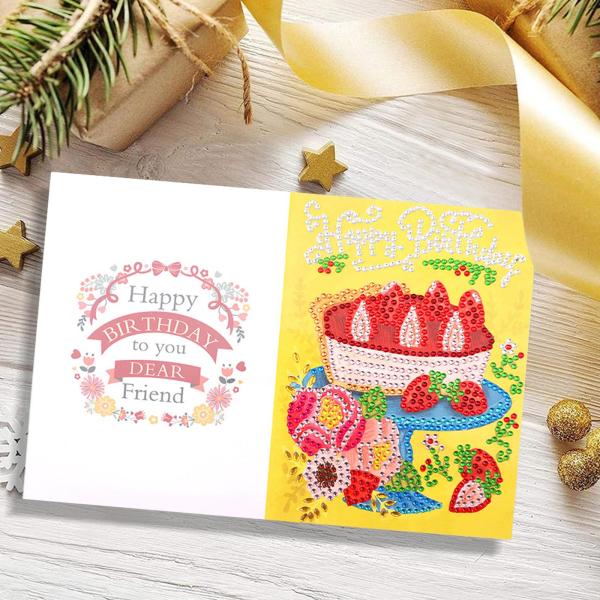 クリエイティブダイヤモンドペインティングバースデーカードビーズギフトカードモザイクメイキングD