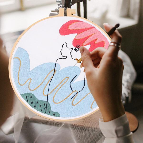 刺〓スターターキットフィギュアアートのクロスステッチの針仕事壁の装飾青赤