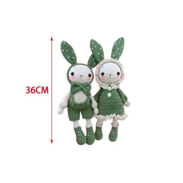編み物キット 兎 手編み 初心者向け かぎ針編みキット DIY 可愛いうさぎ 毛糸・フック・小物付き グリーン