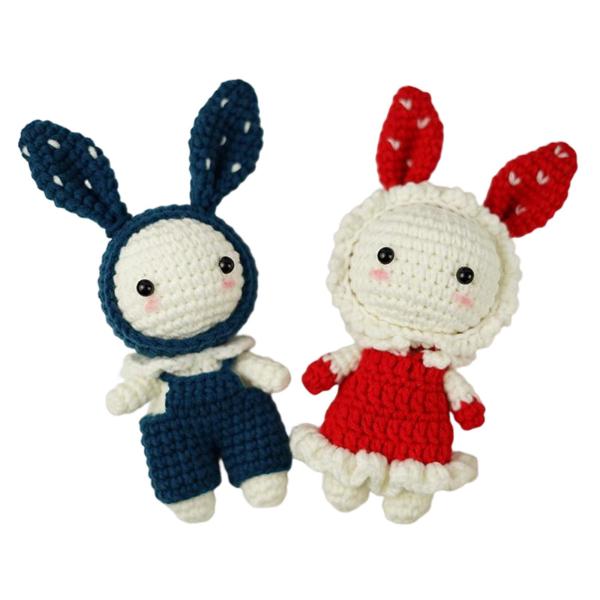 手作り DIY 初心者用かぎ針編みキット ウサギ 自分だけの人形を作ろう