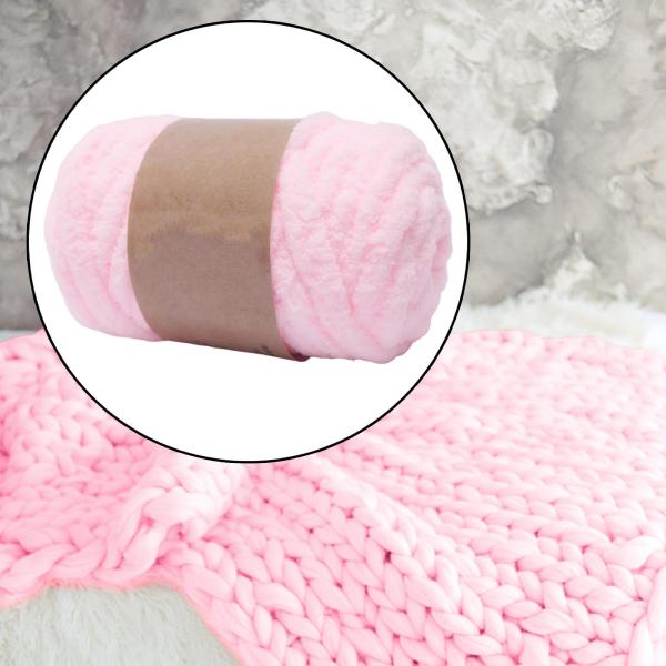 太い分厚い糸手編み DIY 重量糸スローラグ作り織りライトピンク