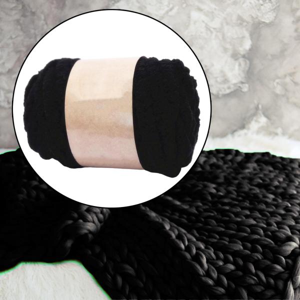 太い分厚い糸手編み DIY 重量糸スロー敷物作る織り黒