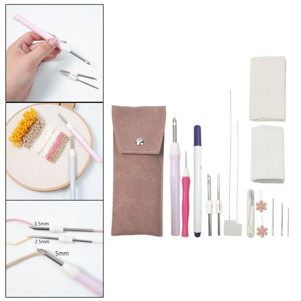 刺しゅうパンチ針セット 頑丈 ハンドメイド 子供 大人用 クロスステッチ ピンク