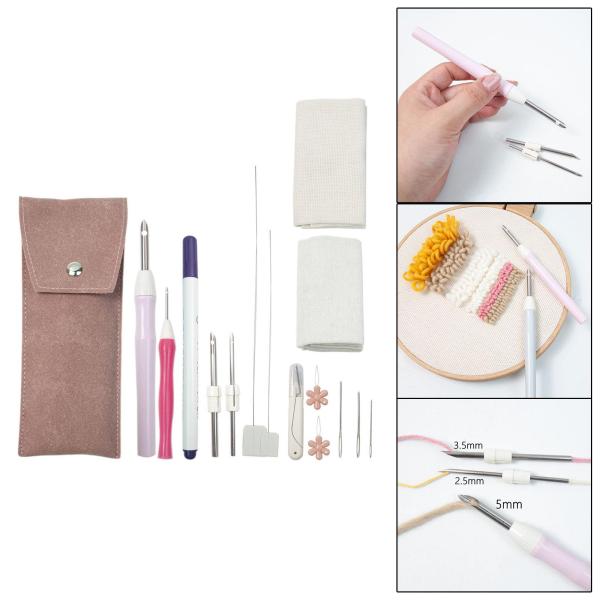 刺しゅうパンチ針セット 頑丈 ハンドメイド 子供 大人用 クロスステッチ ピンク