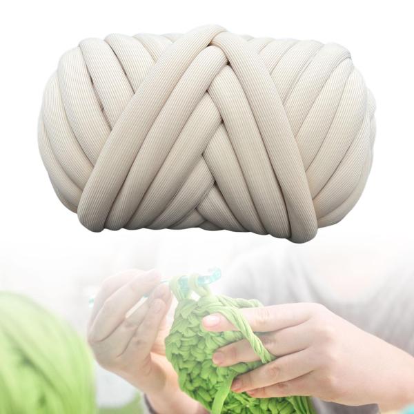 Chunky Yarn 62.3ft ウォッシャブル ジャンボ ヤーン マクラメ スロー ピロー用 ベージュ