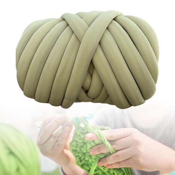 Chunky Yarn 62.3フィート ウォッシャブルジャンボチューブラーヤーン マクラメスローピロー用 オリーブ