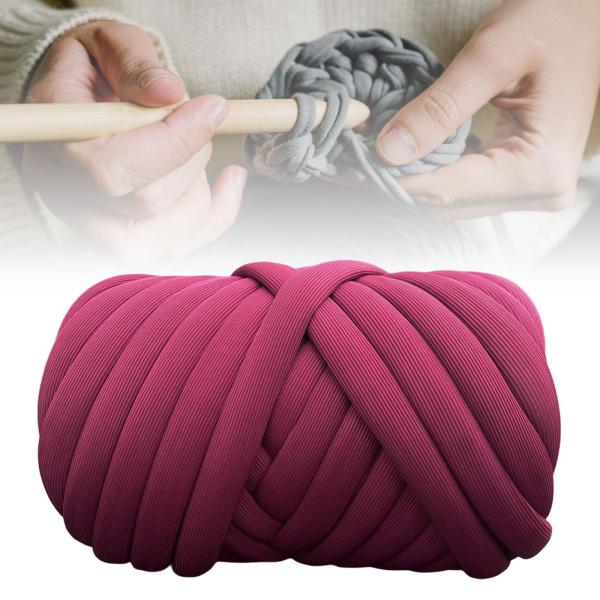 Chunky Yarn 62.3ft ウォッシャブル ジャンボ チューブラーヤーン マクラメスローピロー用 ダークパープル
