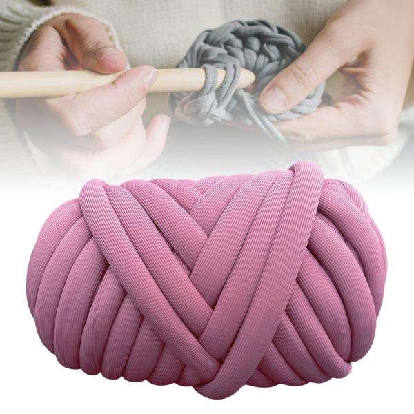 Chunky Yarn 62.3フィート ウォッシャブル ジャンボ チューブラーヤーン マクラメスローピロー用 ダークピンク