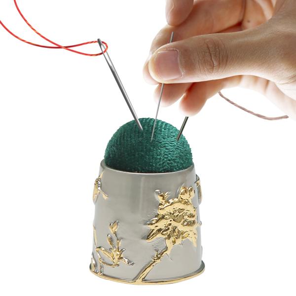 ミシン針仕事用ピンクッション ラウンド ソーイング・ノーションズ刺繍針仕事用 シルバー