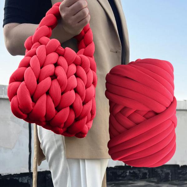 ジャンボ管状糸 DIY 1000 グラムチャンキーヤーン バスケット用 キッズクラフト クラフト織り レッド