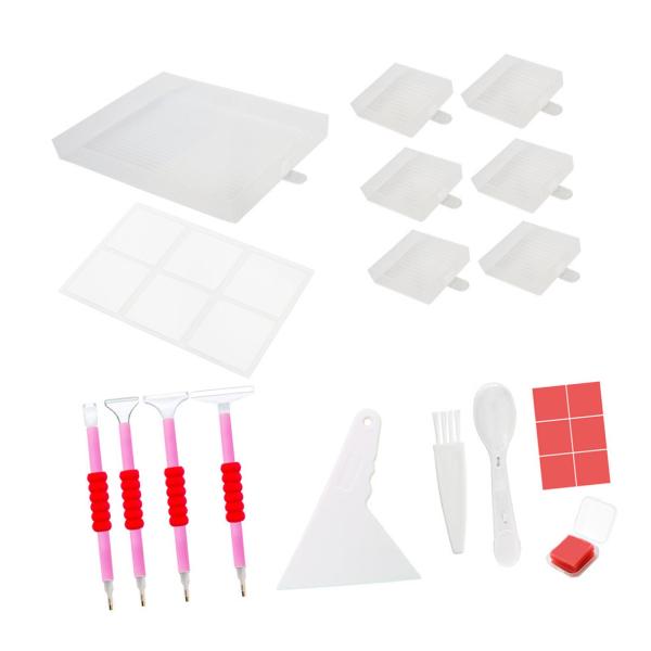 5D ダイヤモンド絵画トレイキット DIY クラフト フリップドリルプレート ビーズ仕分けトレイ クリア