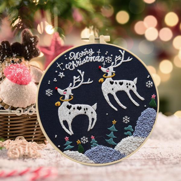 クリスマス刺繍 スターター 手刺繍 装飾画 説明書付き クリスマス要素