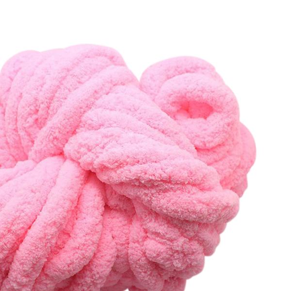 分厚いシェニール糸 洗えるスーパーかさ高糸 かぎ針編みスローニット用 ピンク