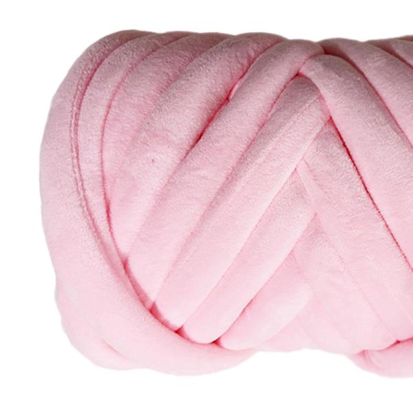 分厚い糸織りかぎ針編みジャンボ管状糸敷物作り DIY かぎ針編みピンク